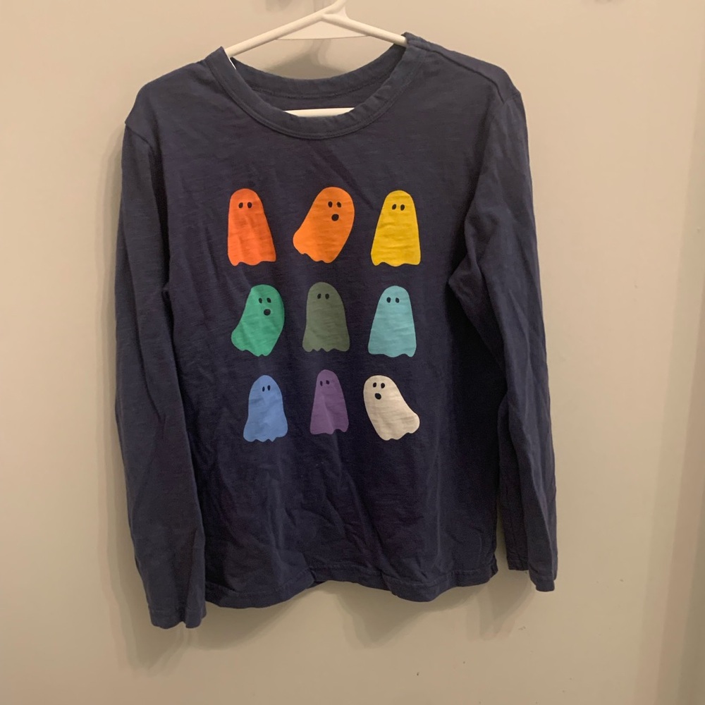 Primary Kids Halloween Rainbow Ghosts Long Sleeve Tee in Navy - Picture 5 of 7